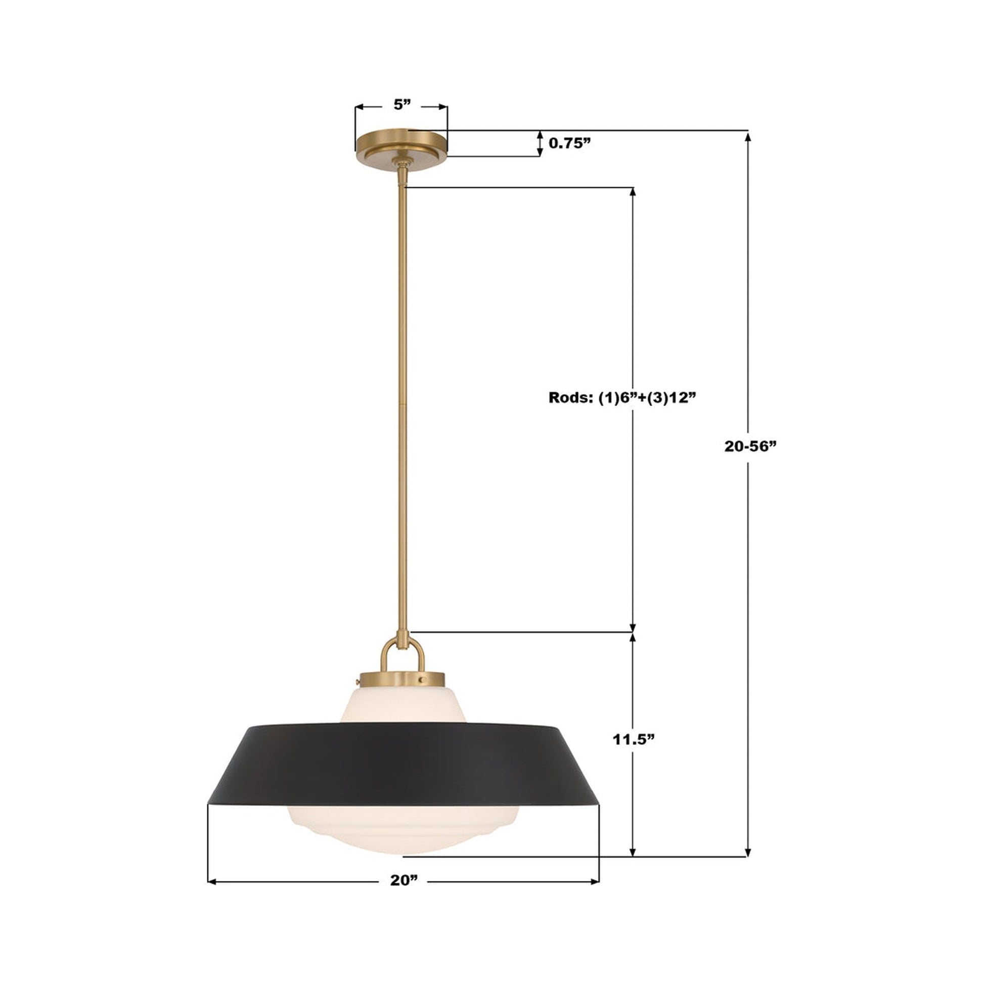 Xander Pendant Light - line drawing.