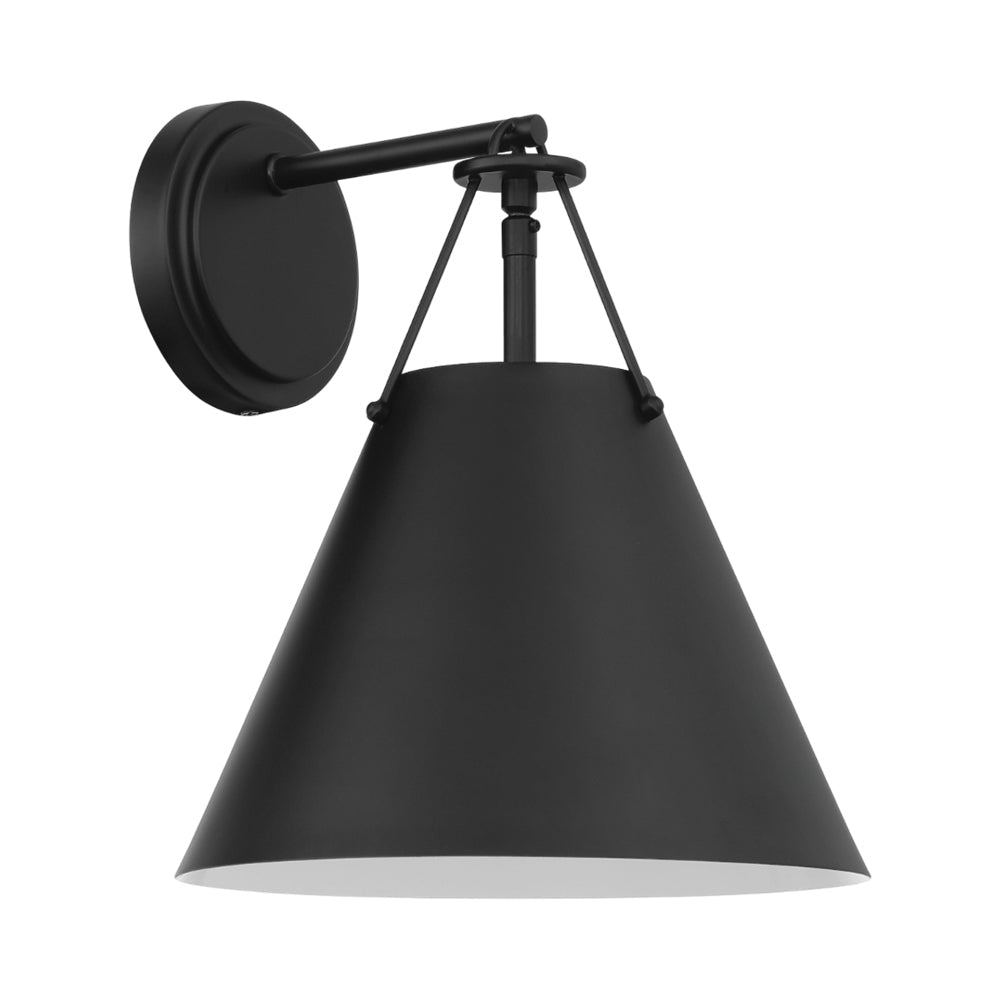 Xavier Cone Wall Light in Matte Black/Matte Black.