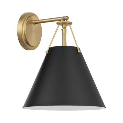 Xavier Cone Wall Light in Vibrant Gold/Matte Black.