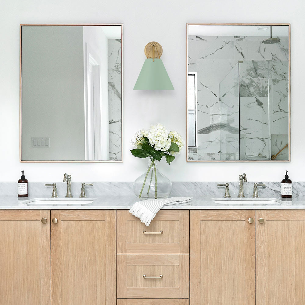 Xavier Cone Wall Light in bathroom.