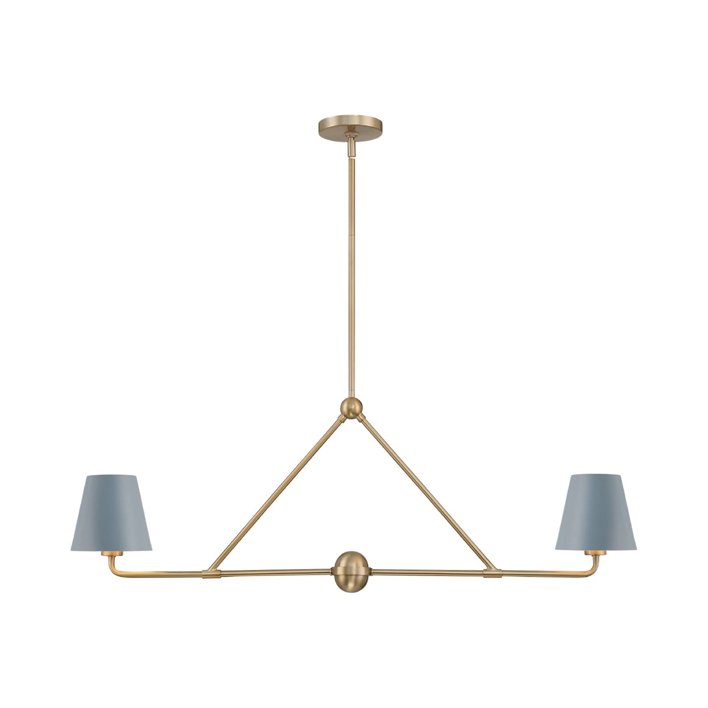 Xavier Linear Pendant Light in Vibrant Gold/Blue (2-Light).
