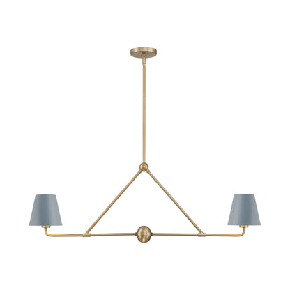Xavier Linear Pendant Light in Vibrant Gold/Blue (2-Light).