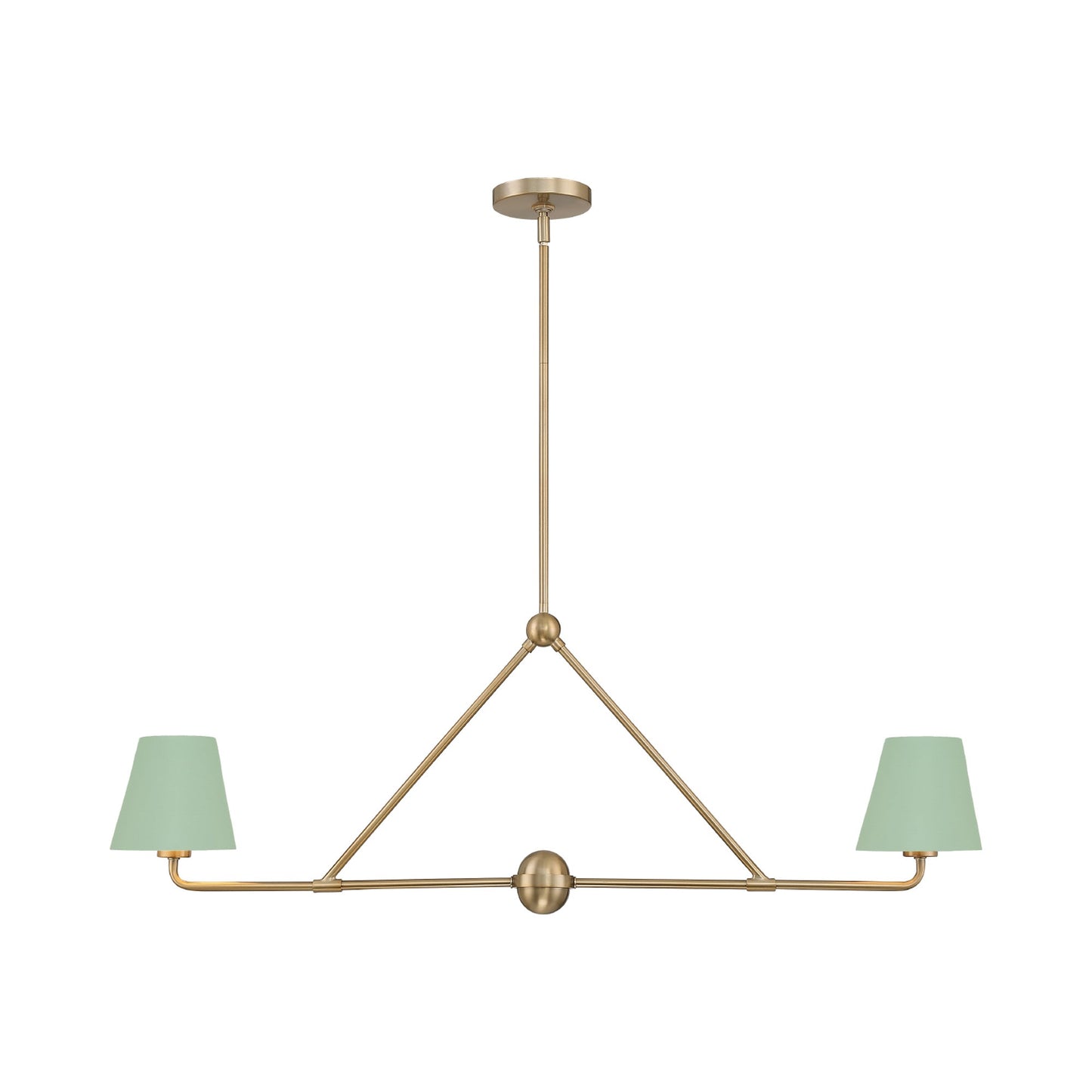 Xavier Linear Pendant Light in Vibrant Gold/Green (2-Light).