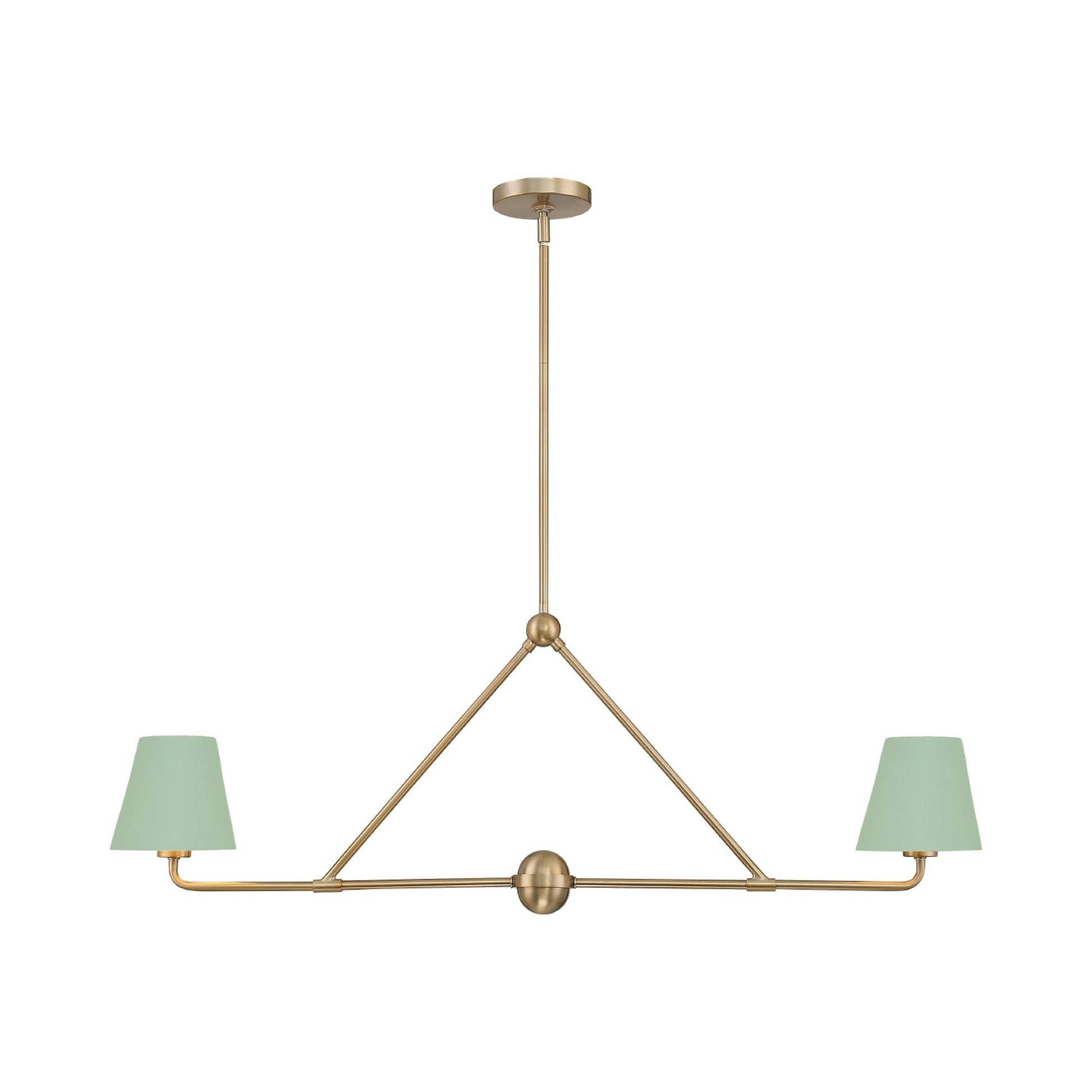 Xavier Linear Pendant Light in Vibrant Gold/Green (2-Light).