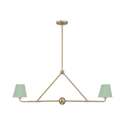 Xavier Linear Pendant Light in Vibrant Gold/Green (2-Light).
