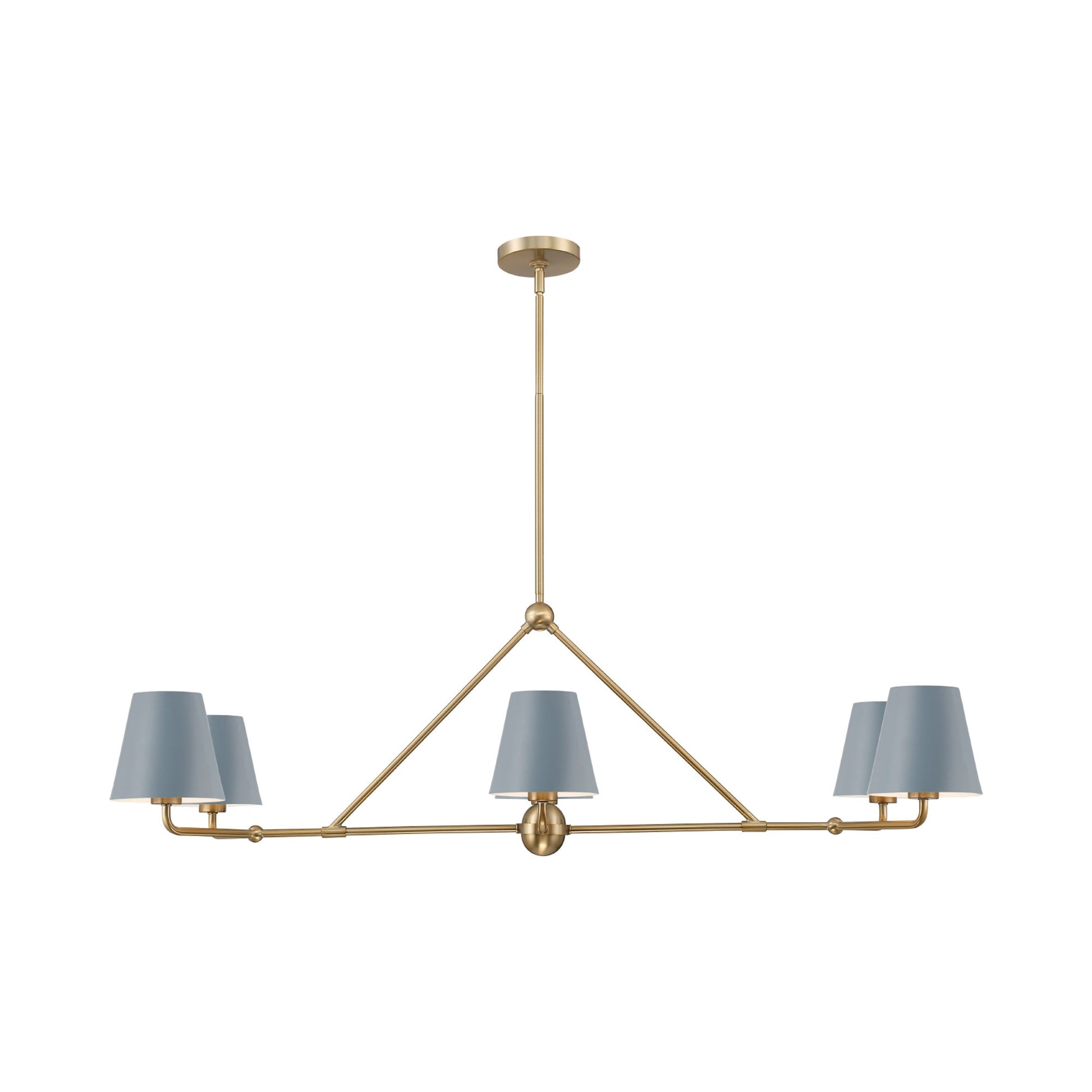 Xavier Linear Pendant Light in Vibrant Gold/Blue (6-Light).