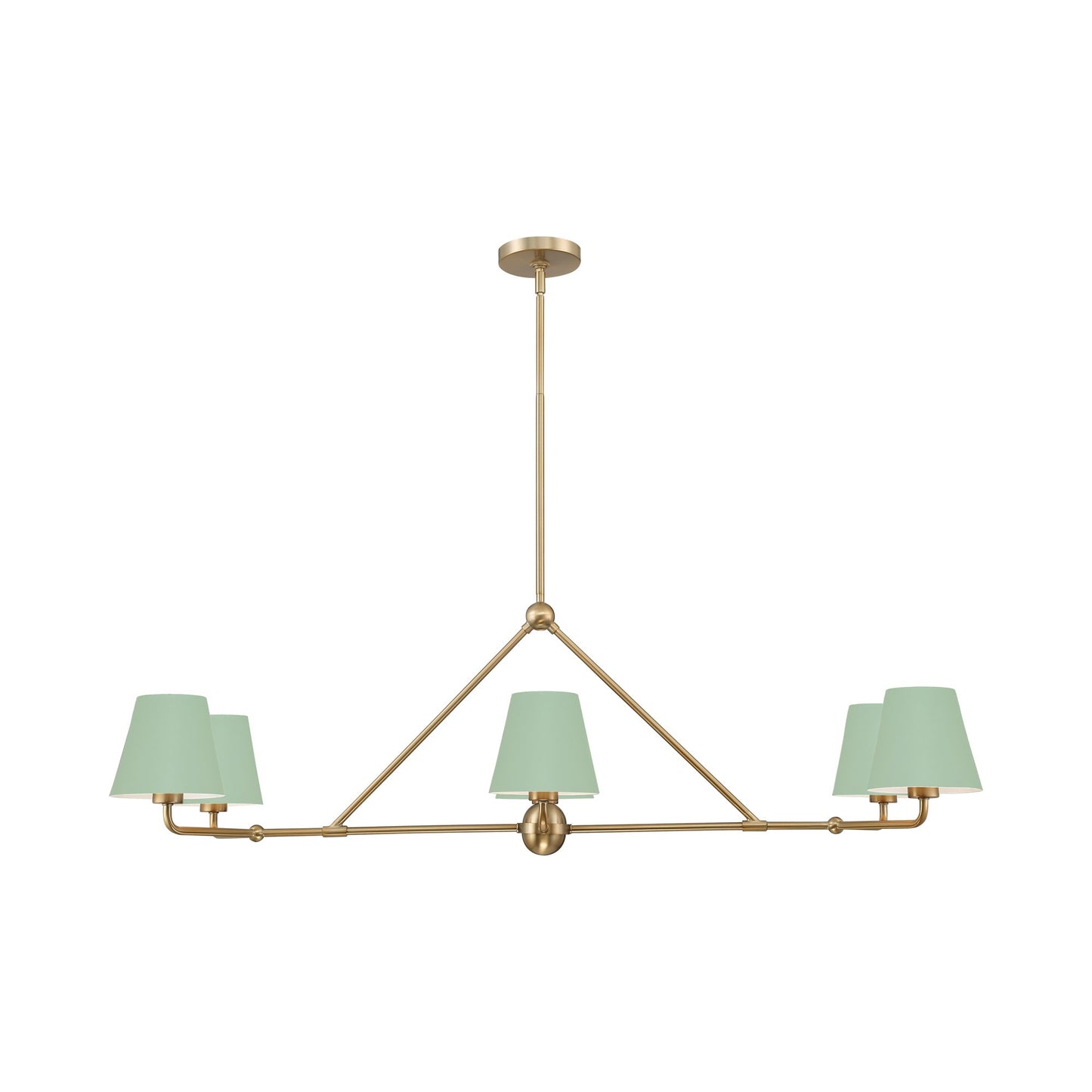 Xavier Linear Pendant Light in Vibrant Gold/Green (6-Light).