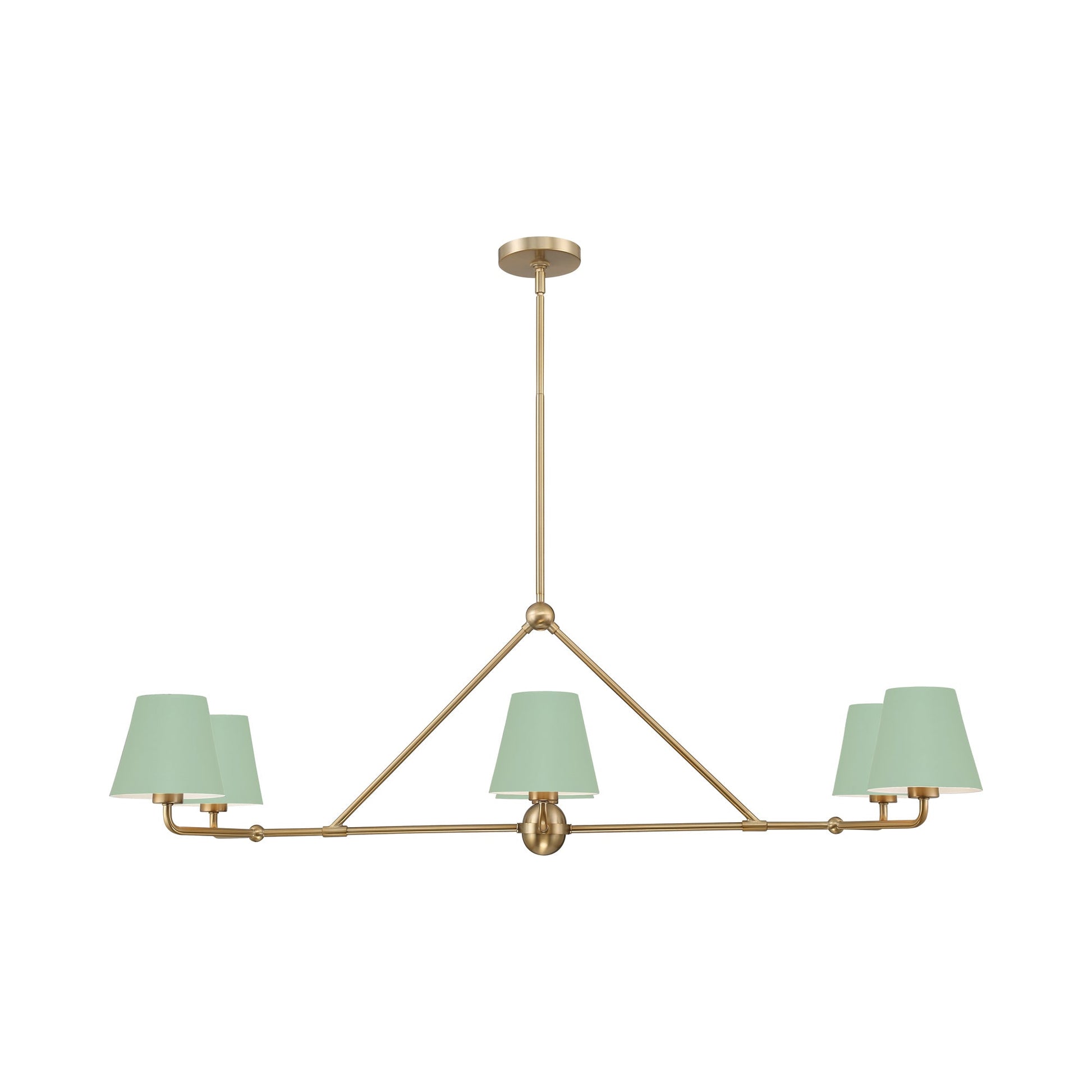 Xavier Linear Pendant Light in Vibrant Gold/Green (6-Light).
