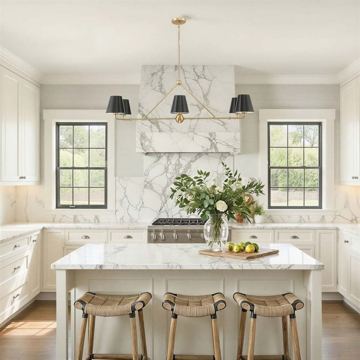 Xavier Linear Pendant Light in kitchen.