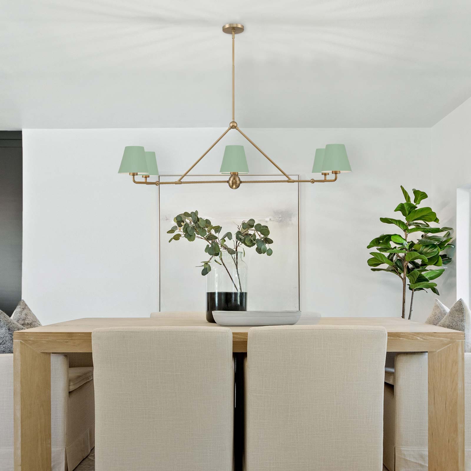 Xavier Linear Pendant Light in dining room.