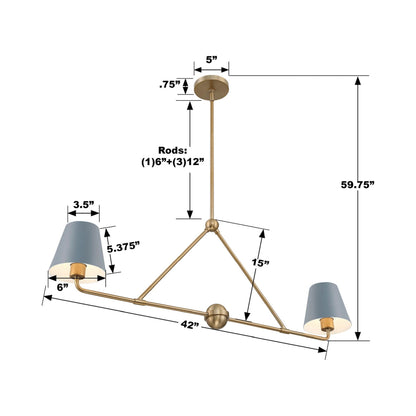 Xavier Linear Pendant Light - line drawing.