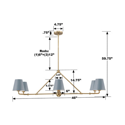 Xavier Linear Pendant Light - line drawing.