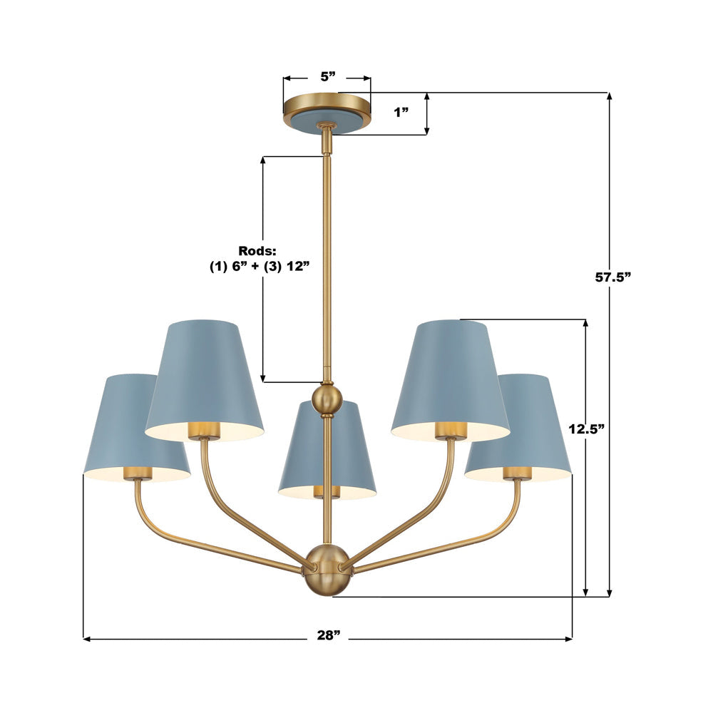 Xavier Multi Light Chandelier - line drawing.