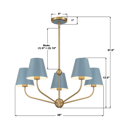Xavier Multi Light Chandelier - line drawing.