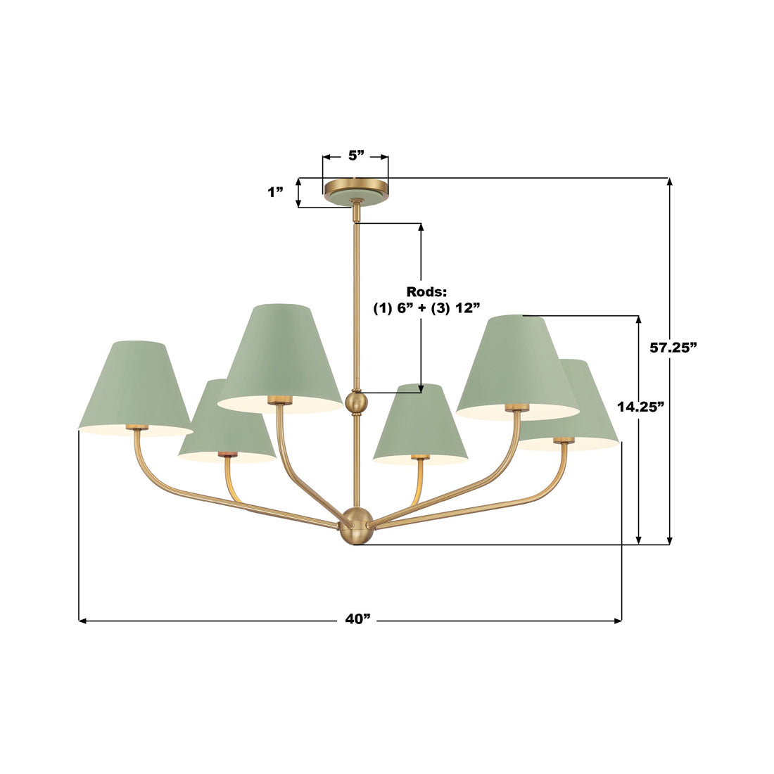 Xavier Multi Light Chandelier - line drawing.