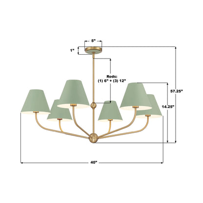 Xavier Multi Light Chandelier - line drawing.