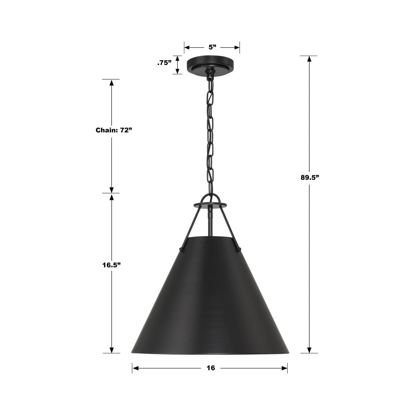 Xavier Pendant Light - line drawing.