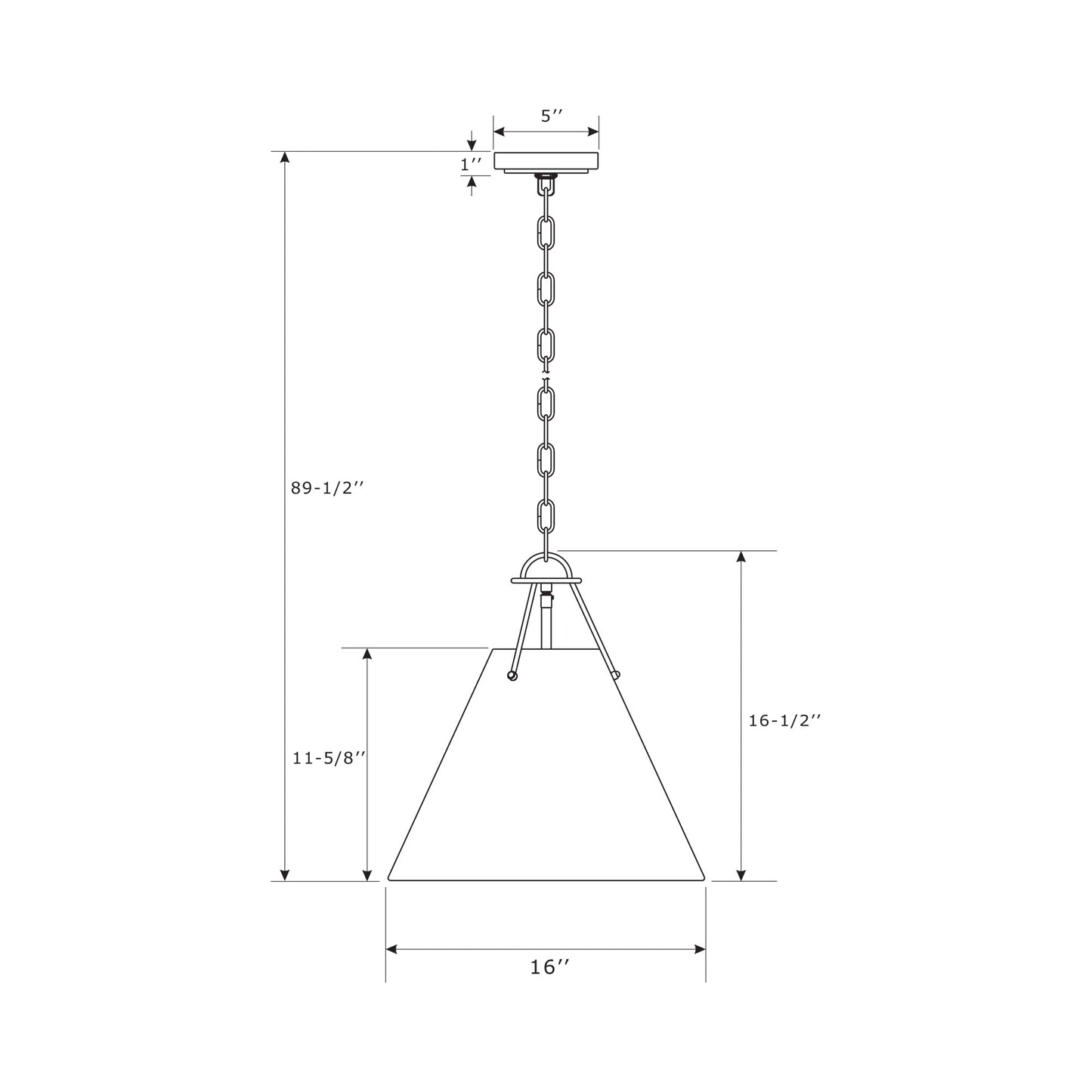 Xavier Pendant Light - line drawing.