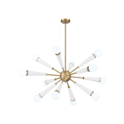 Zodiac Chandelier in Aged Brass/Matte White.