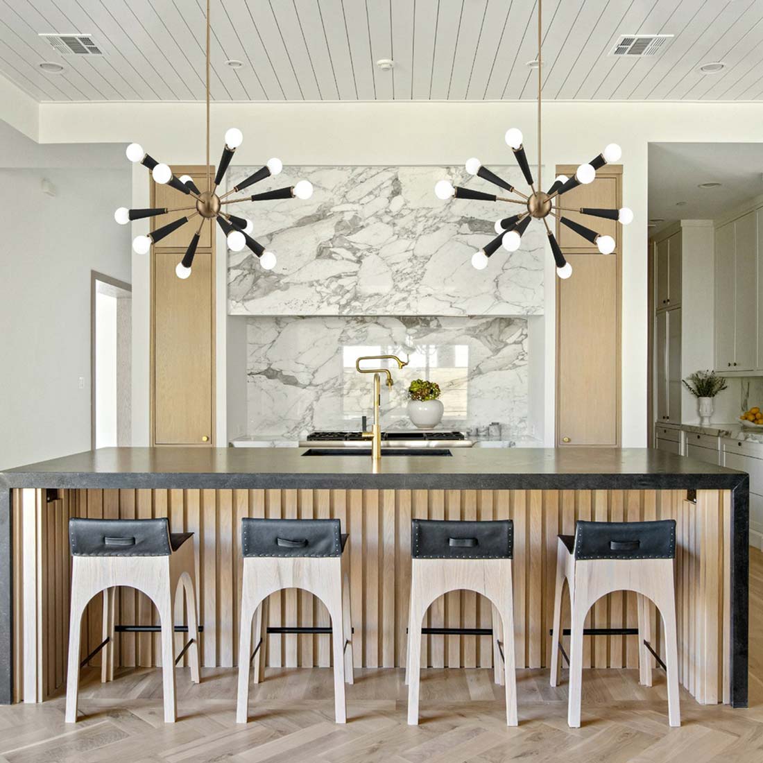 Zodiac Chandelier in kitchen.