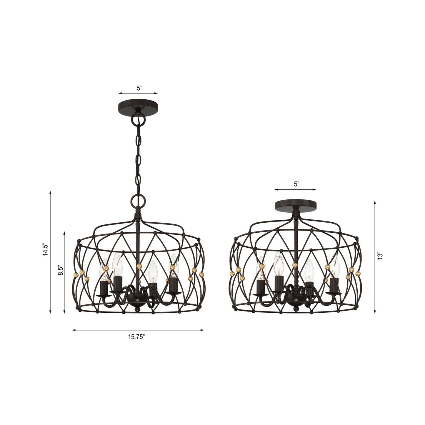Zucca Pendant Light - line drawing.