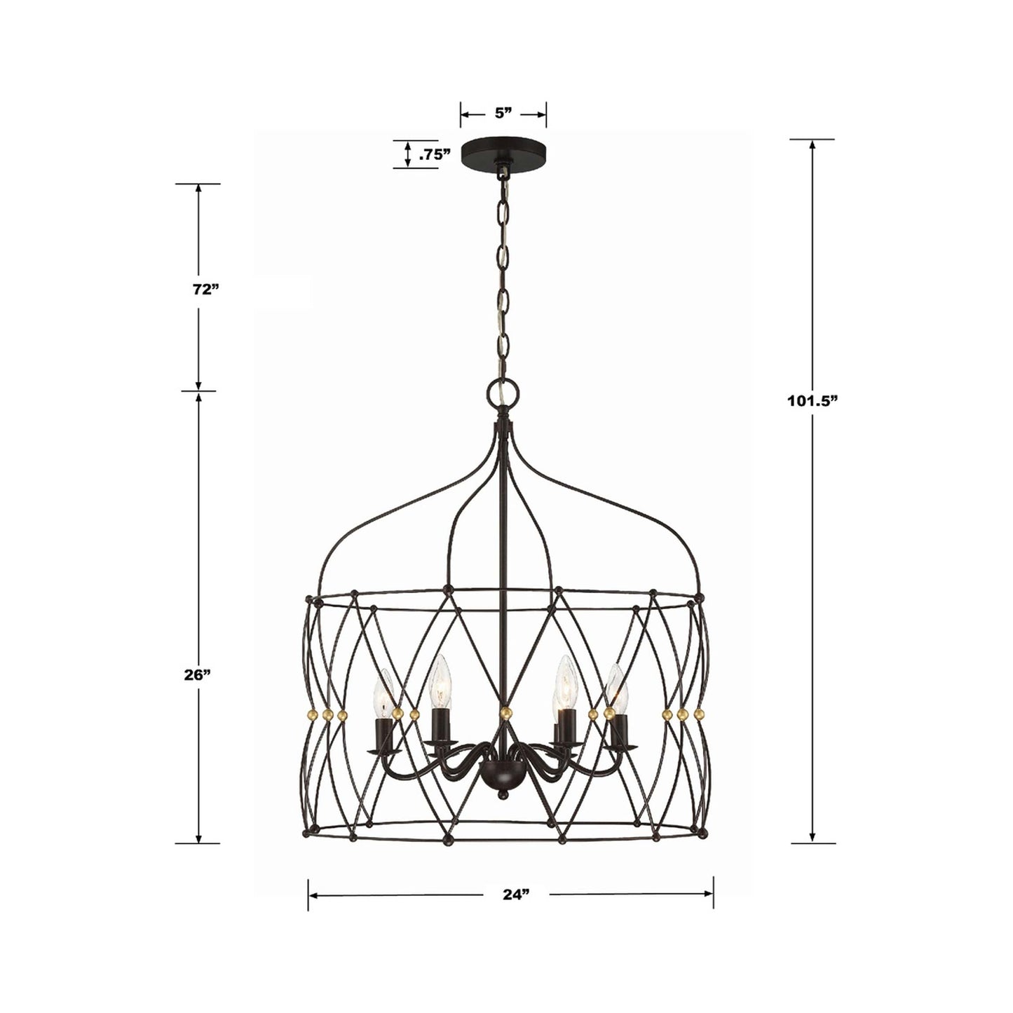 Zucca Pendant Light - line drawing.