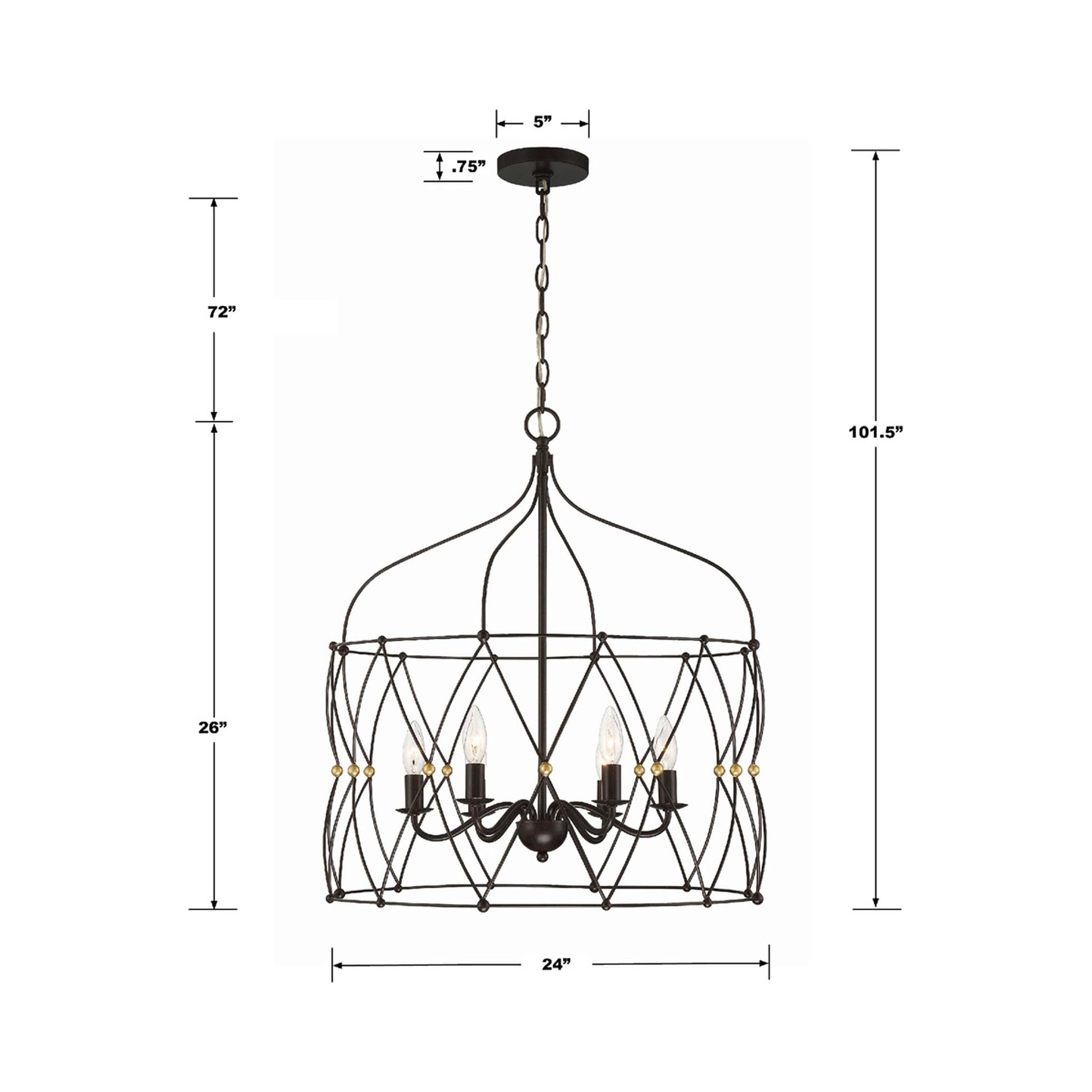 Zucca Pendant Light - line drawing.
