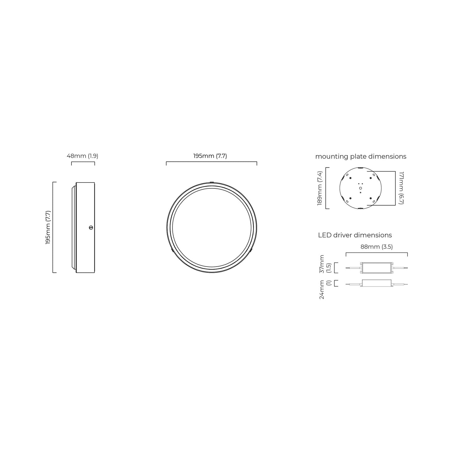 Anvers LED Ceiling / Wall Flush Mount Ceiling Light - line drawing.