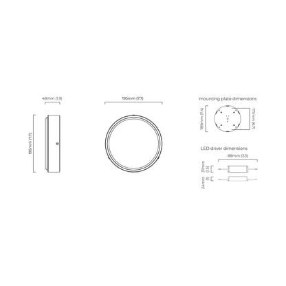 Anvers LED Ceiling / Wall Flush Mount Ceiling Light - line drawing.