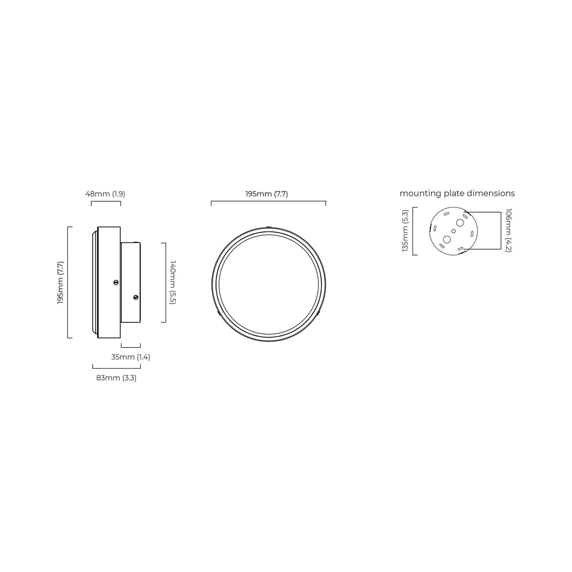 Anvers LED Ceiling / Wall Flush Mount Ceiling Light - line drawing.