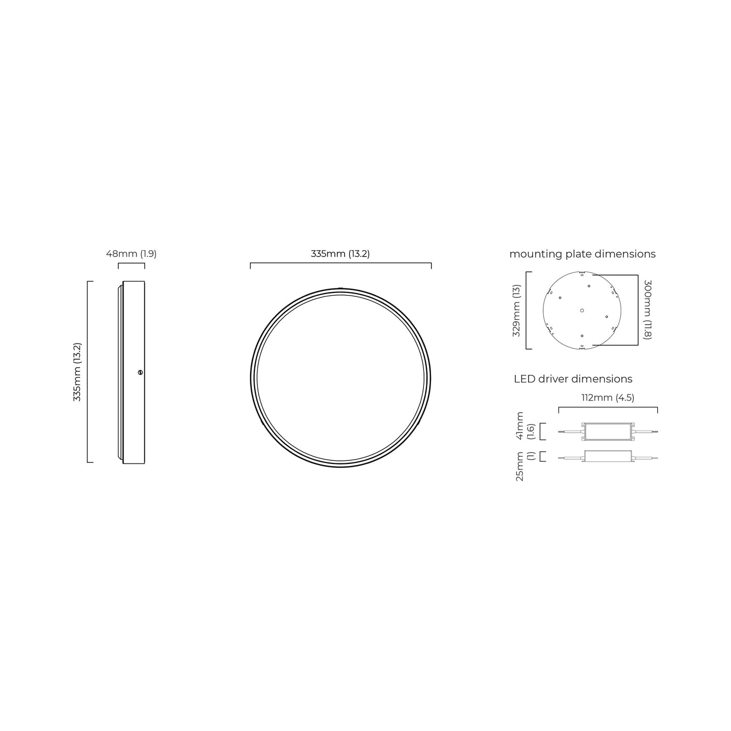 Anvers LED Ceiling / Wall Flush Mount Ceiling Light - line drawing.