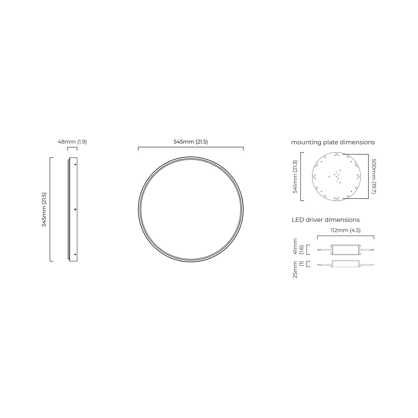 Anvers LED Ceiling / Wall Flush Mount Ceiling Light - line drawing.