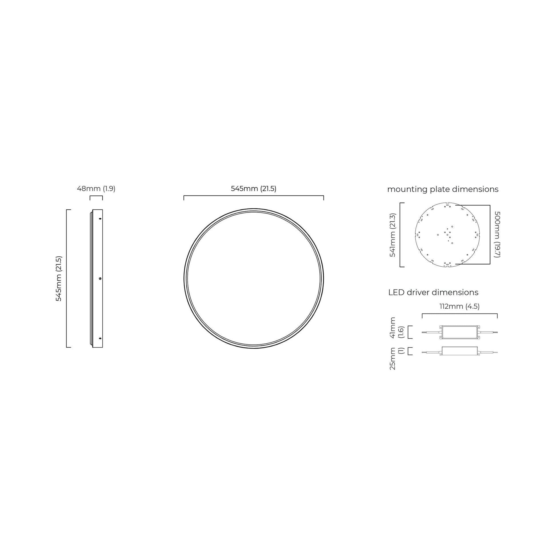 Anvers LED Ceiling / Wall Flush Mount Ceiling Light - line drawing.
