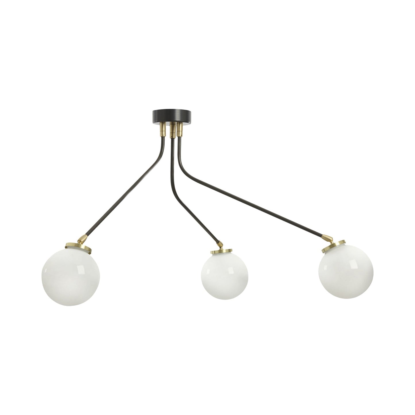 Array Mini Opal Semi Flush Mount Ceiling Light in Satin Brass.