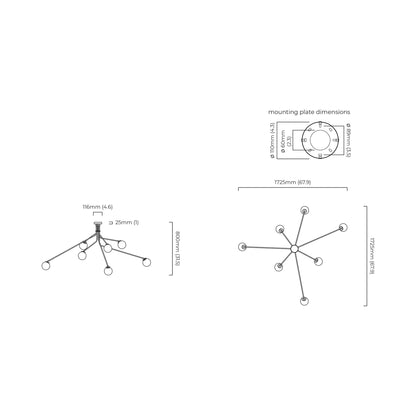 Array Opal Pendant Light - line drawing.
