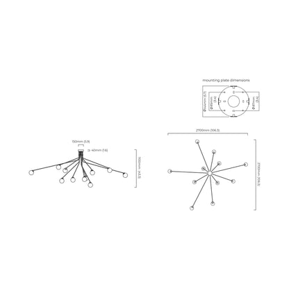 Array Opal Pendant Light - line drawing.