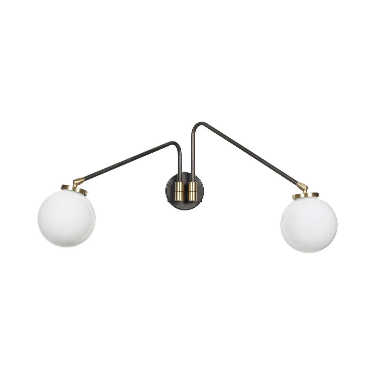 Array Twin Opal Wall Light in Bronze/Satin Brass.