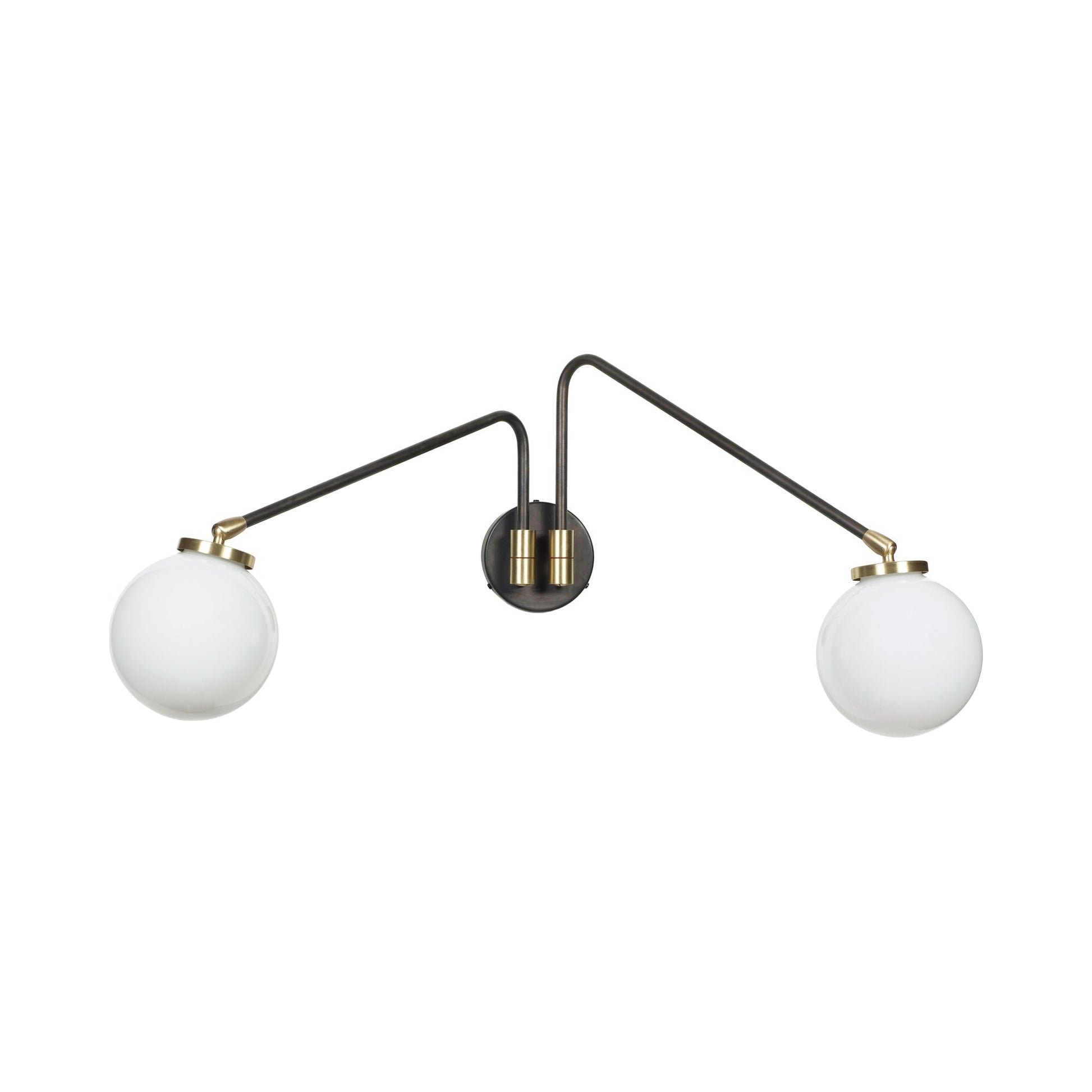 Array Twin Opal Wall Light in Bronze/Satin Brass.
