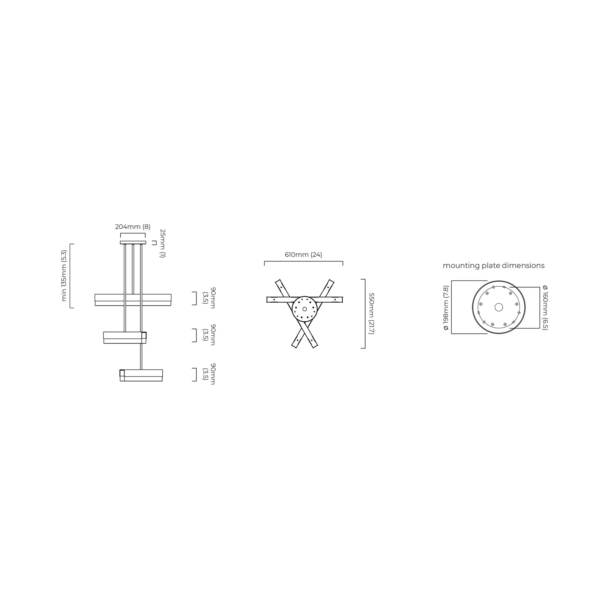 Artes LED Pendant Light - line drawing.