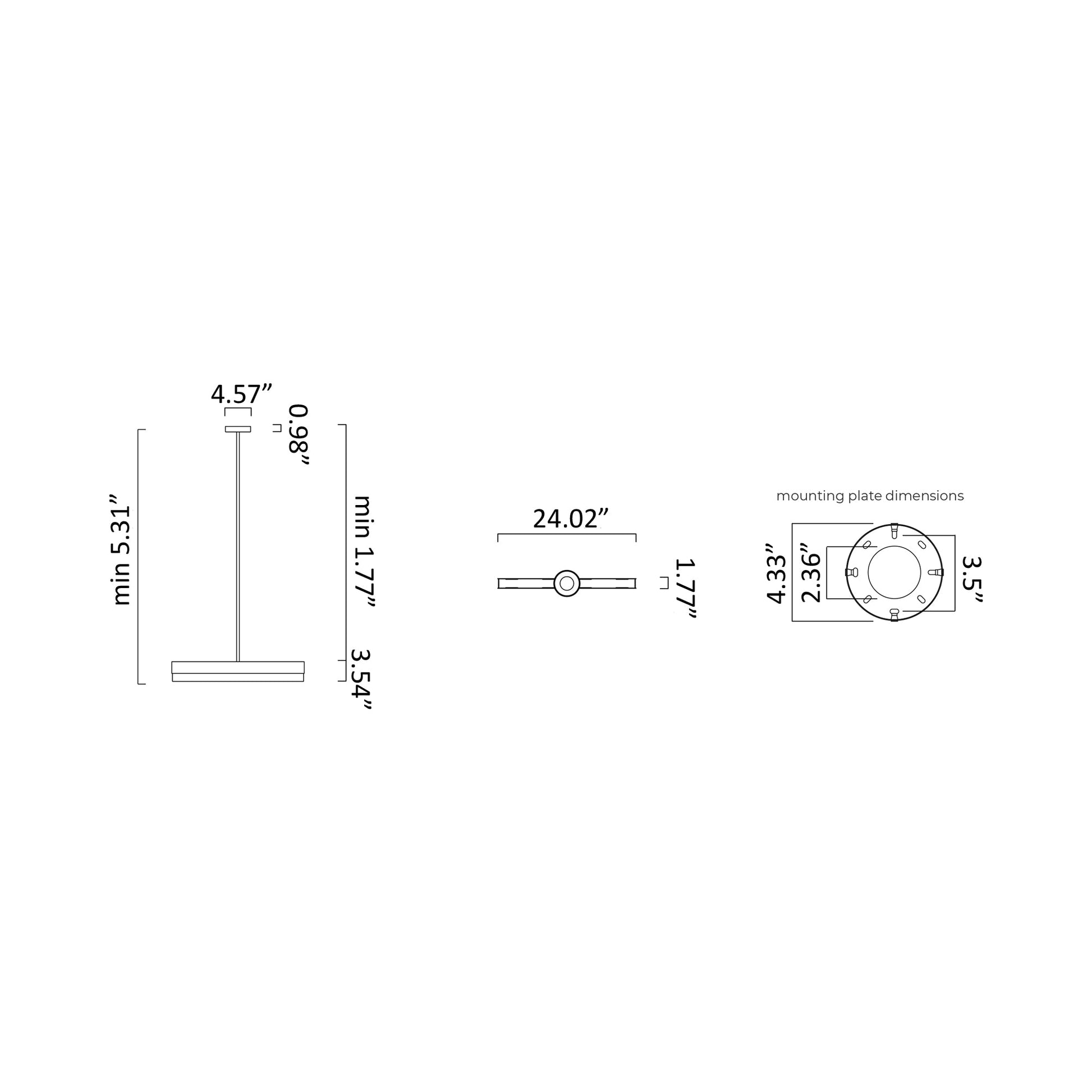 Artes Single LED Pendant Light - line drawing.