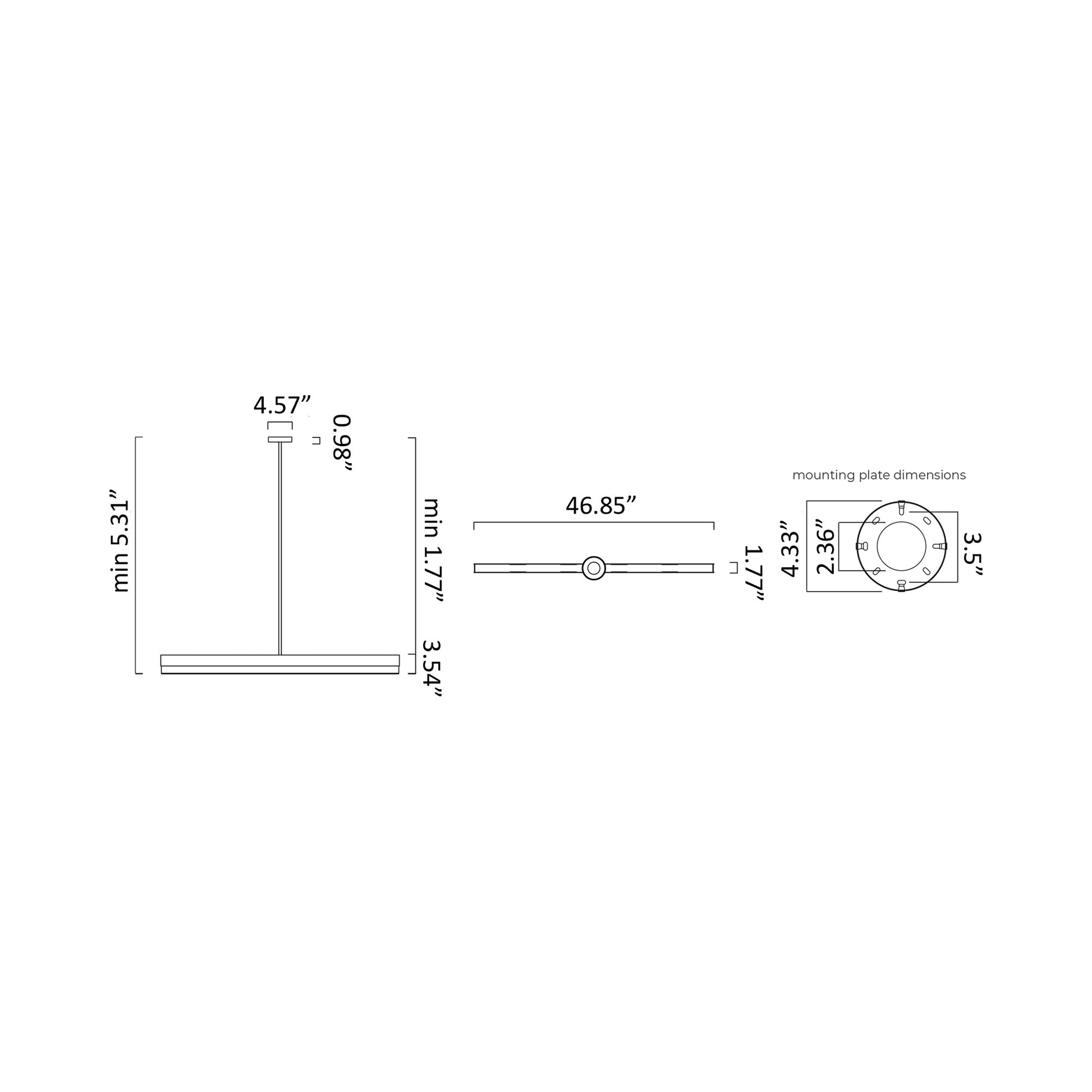 Artes Single LED Pendant Light - line drawing.