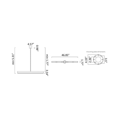 Artes Single LED Pendant Light - line drawing.