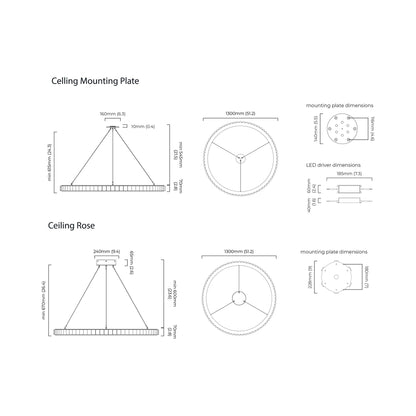Avalon LED Chandelier - line drawing.