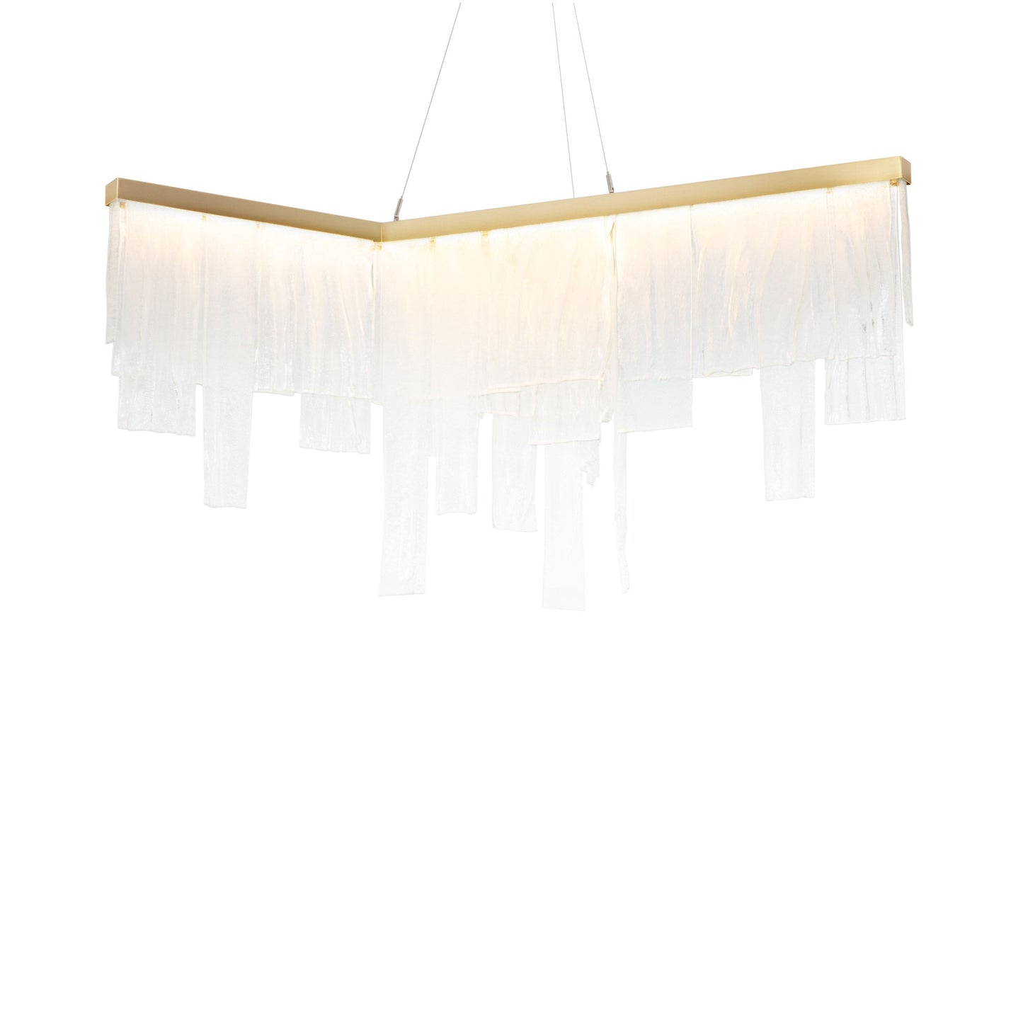 Cascata LED Chandelier in Satin Brass.