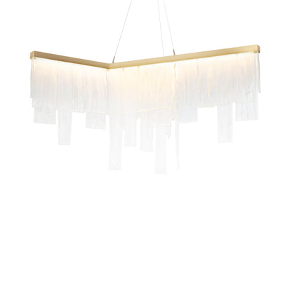 Cascata LED Chandelier in Satin Brass.