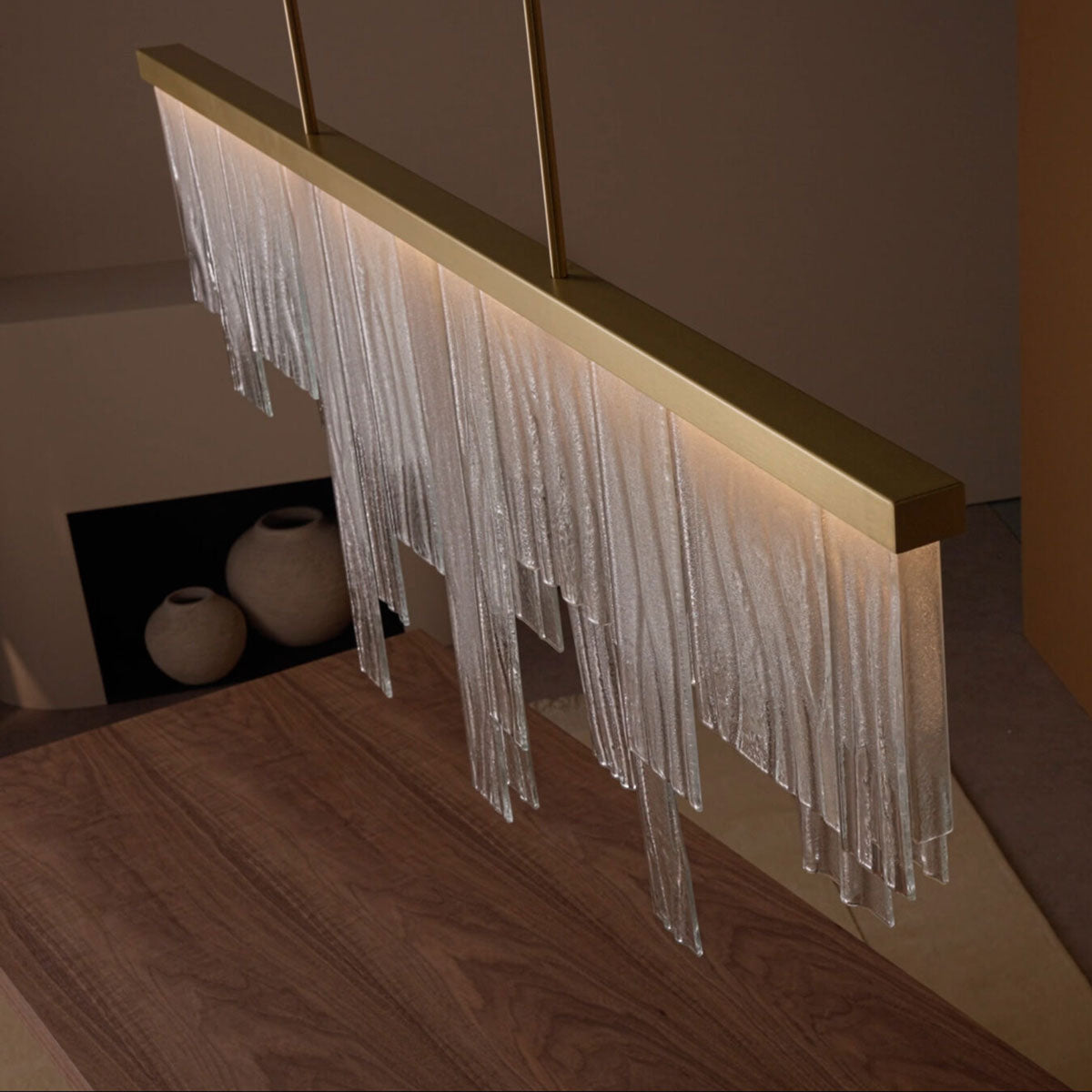 Cascata Long LED Chandelier in Detail. 