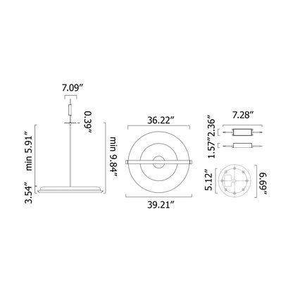 Ceres LED Pendant Light - line drawing.