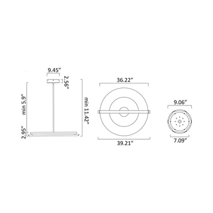 Ceres Uplighter LED Pendant Light - line drawing.