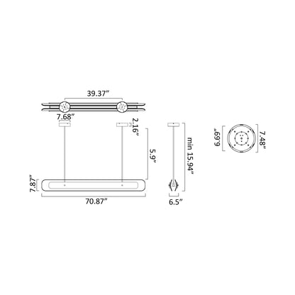Contour LED Pendant Light - line drawing.