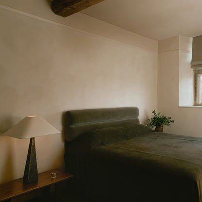 Cubist Table Lamp in bedroom.